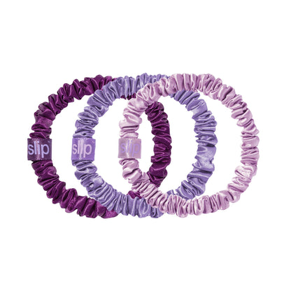 SLIP Silk Hair Ties, Basics Skinny Scrunchies, Set of 3 | Anti-Damage