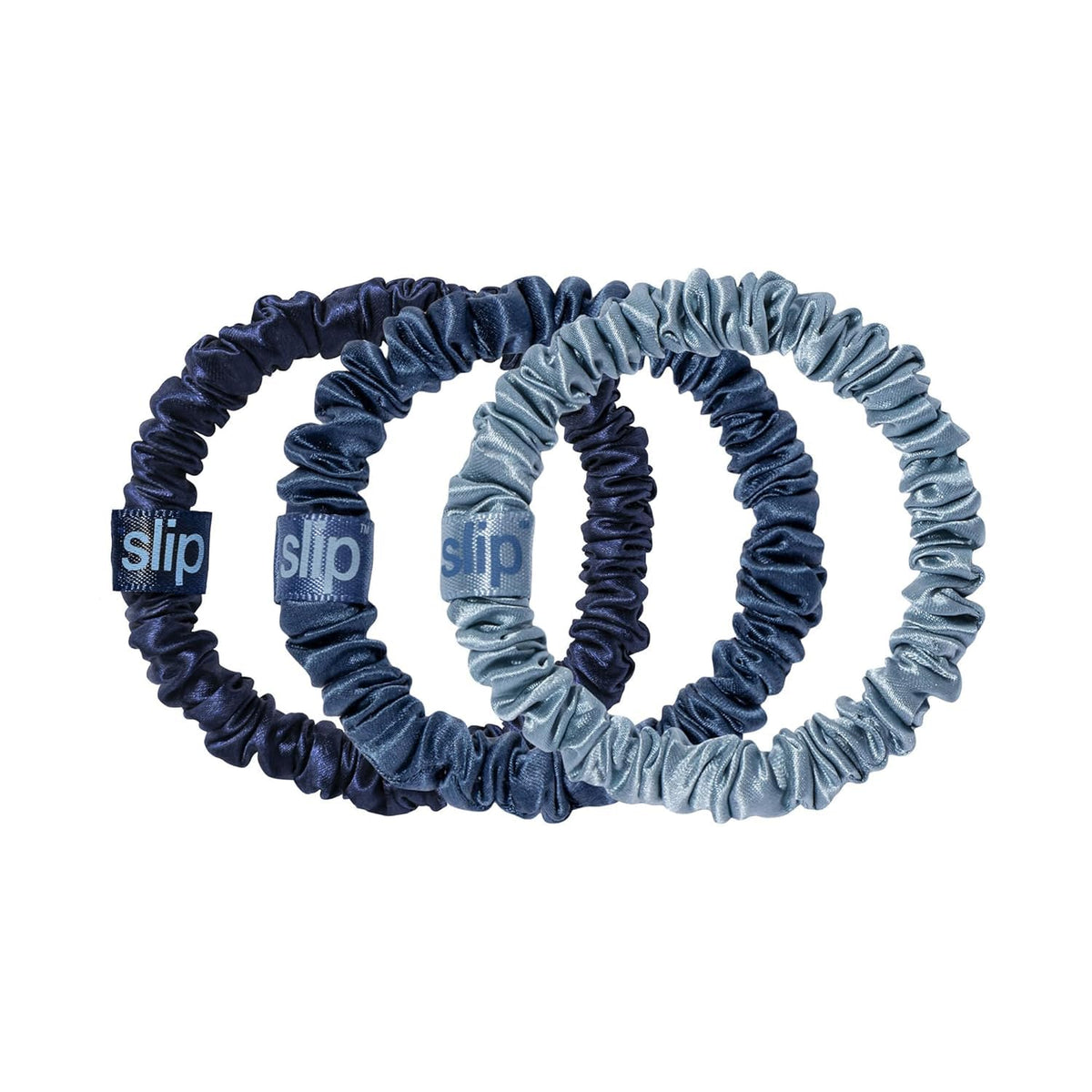 SLIP Silk Hair Ties, Basics Skinny Scrunchies, Set of 3 | Anti-Damage