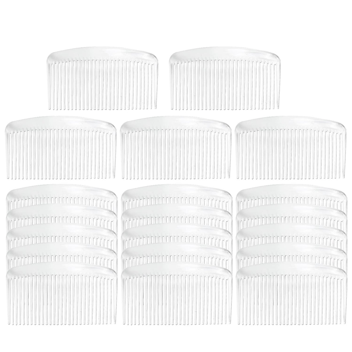 Lawie 20 Pack Clear White Large Plastic Hair Side Comb With Long Teeth Hairpins Grips Barrettes Clamps Bows for Women Bridal Wedding Veil Decorative Headpiece French Twist Updo Bun Accessories