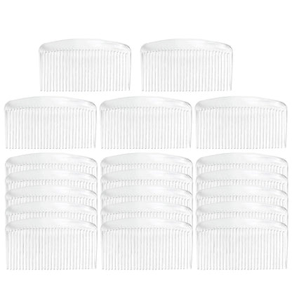 Lawie 20 Pack Clear White Large Plastic Hair Side Comb With Long Teeth Hairpins Grips Barrettes Clamps Bows for Women Bridal Wedding Veil Decorative Headpiece French Twist Updo Bun Accessories