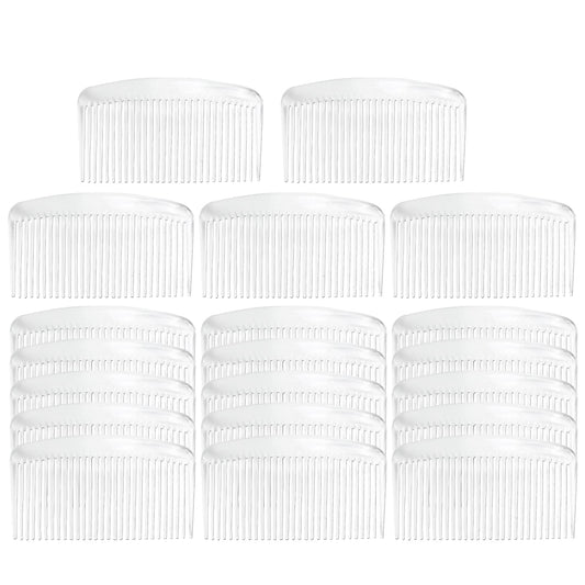 Lawie 20 Pack Clear White Large Plastic Hair Side Comb With Long Teeth Hairpins Grips Barrettes Clamps Bows for Women Bridal Wedding Veil Decorative Headpiece French Twist Updo Bun Accessories