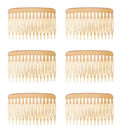 6 Pcs 14 Teeth Hair Side Comb Twist French Vintage 7x5 cm (Dark Brown)