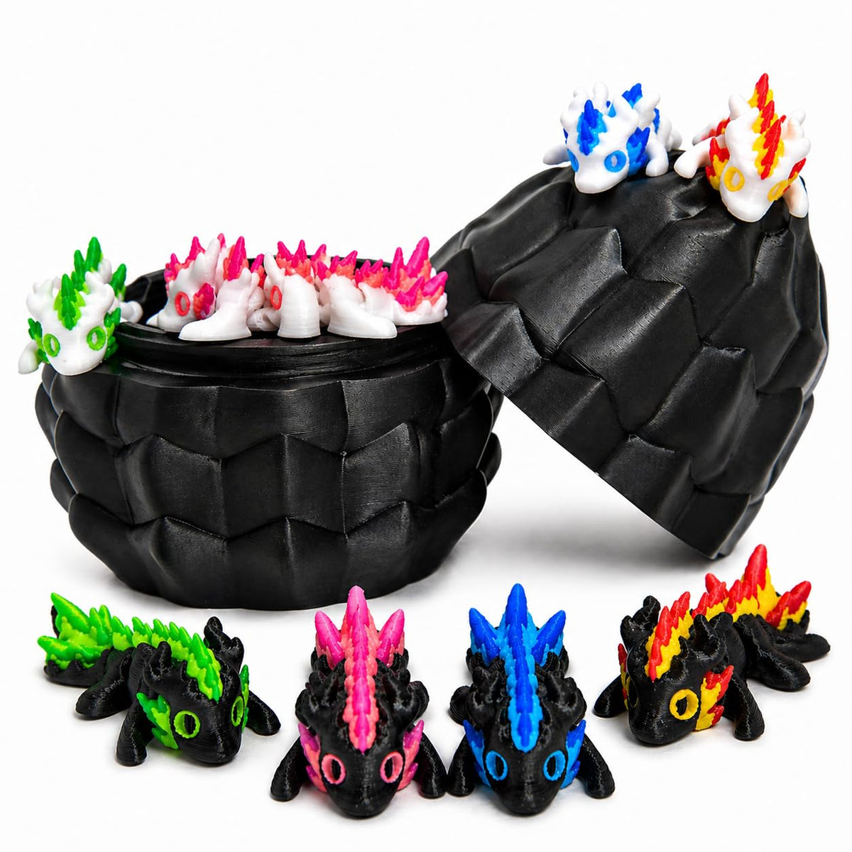 3D Printed Dragon Eggs – Mini Articulated Baby Dragon Toys Mystery 3D Dinosaur Eggs Set for Kids & Adults Fantasy Desk Decor & Collectible Gifts (Blue Egg)