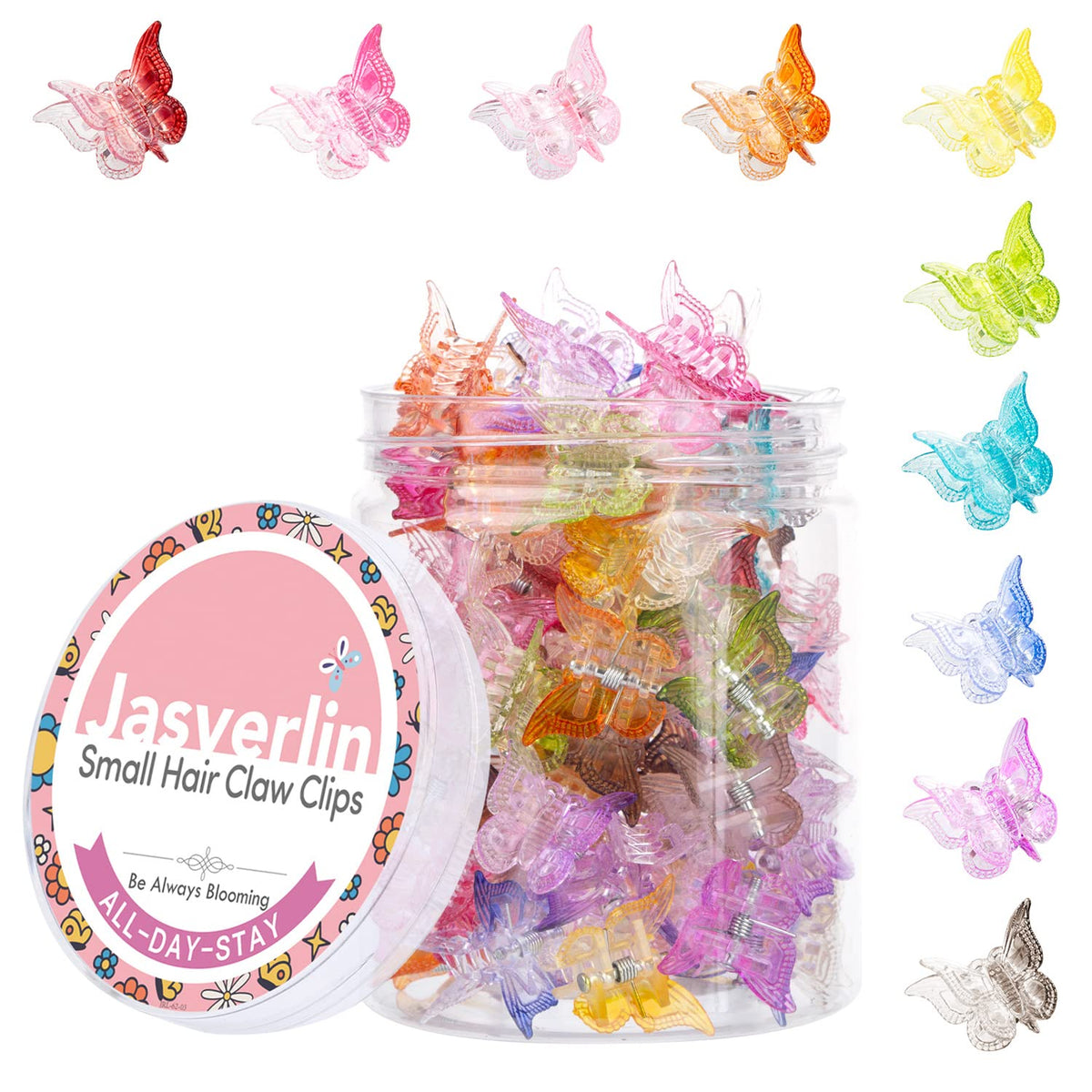 JASVERLIN Glitter Butterfly Hair Claw Clips, Y2K Hair Accessories 50 Pcs