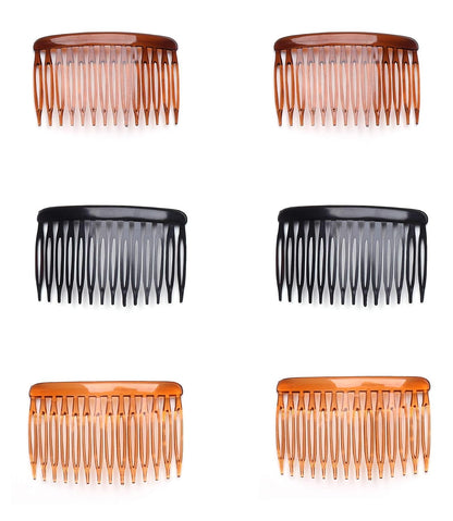 6 Pcs 14 Teeth Hair Side Comb Transparent Twist French Vintage Style Hair Clips Pins Accessories for Women Girls Bridal Wedding Veil Fine Hair