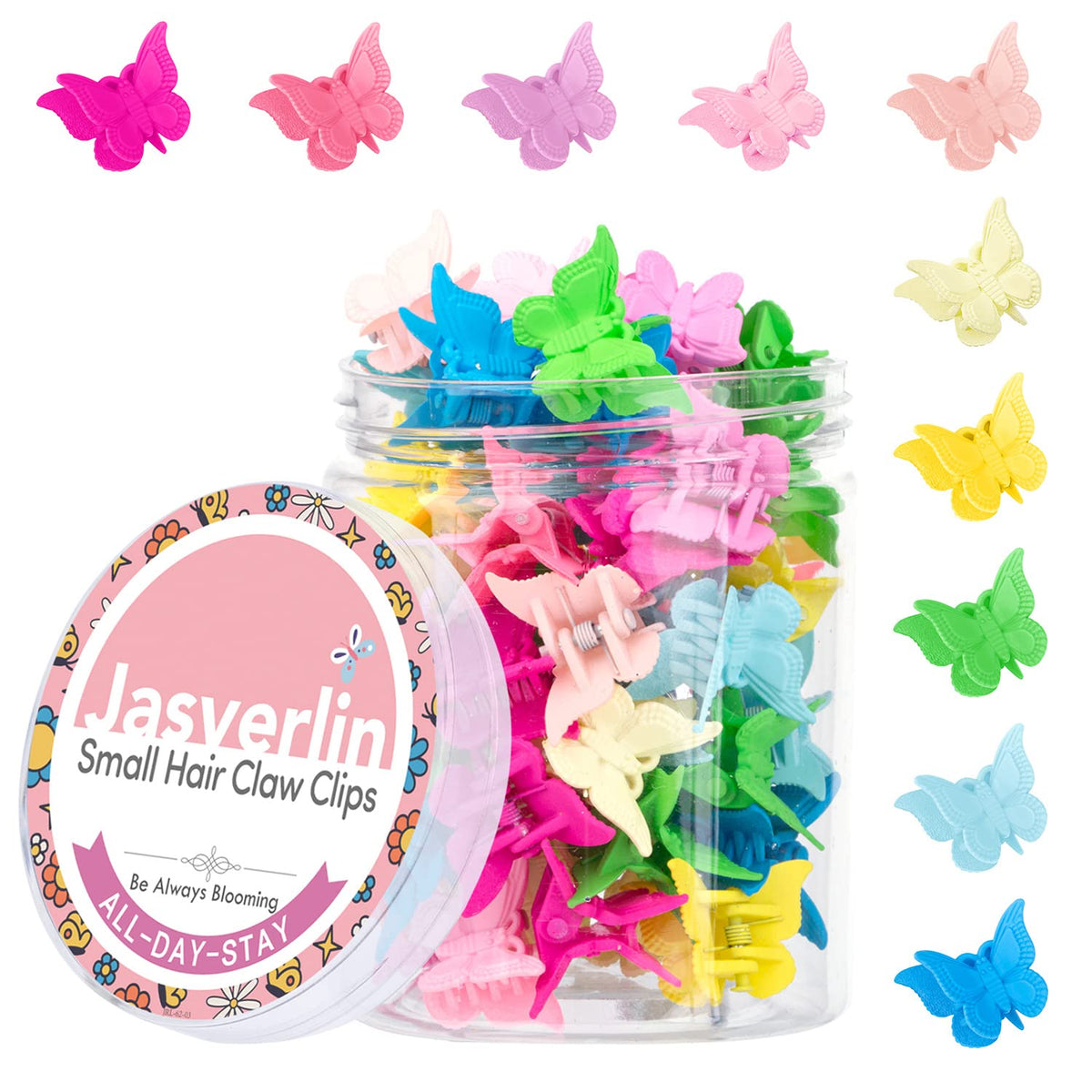 JASVERLIN Glitter Butterfly Hair Claw Clips, Y2K Hair Accessories 50 Pcs