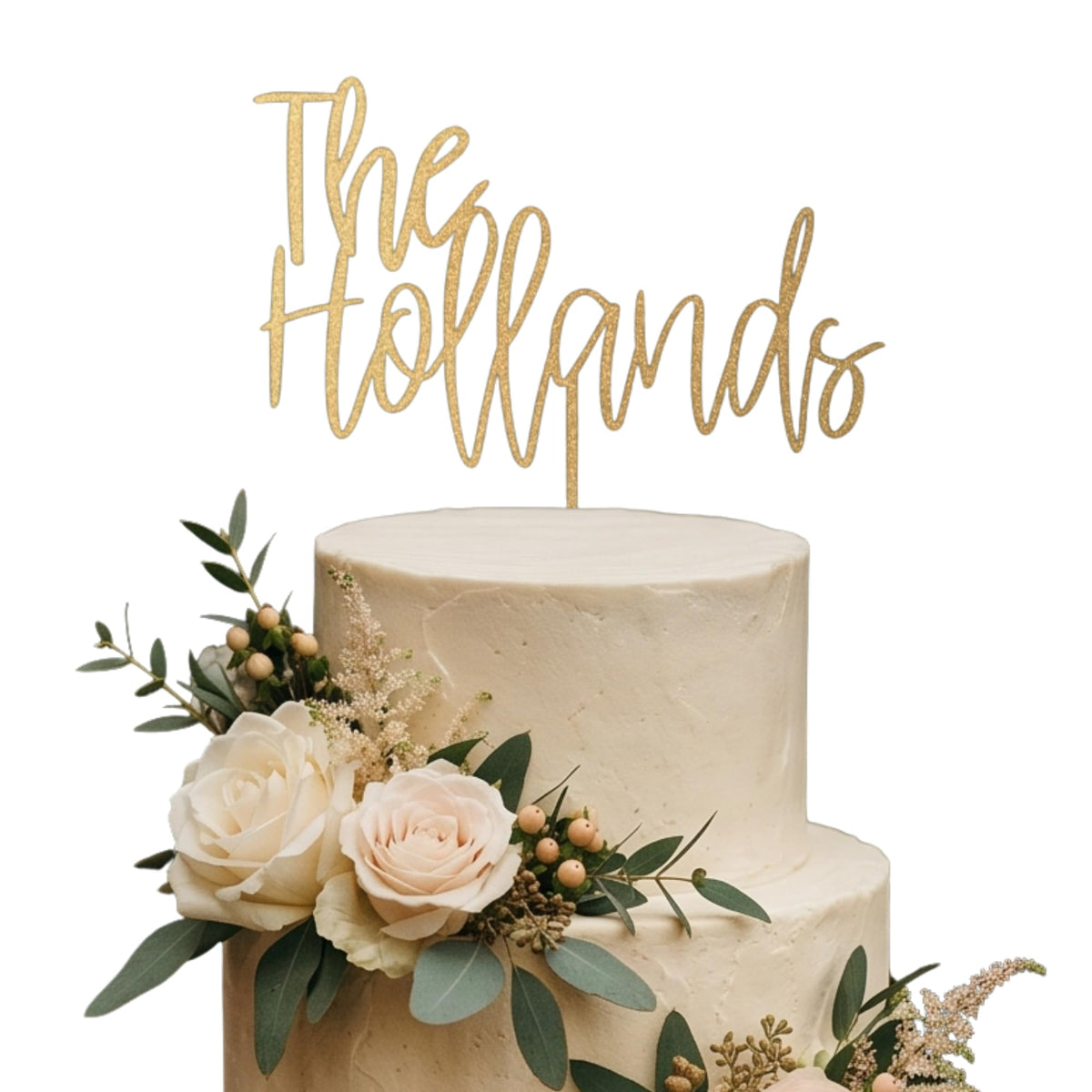 Personalized Wedding Cake Topper, Custom Lastnames"Wood Cake Decor, Available in Gold, Silver, Black, White, & Natural Wood (Design 10)