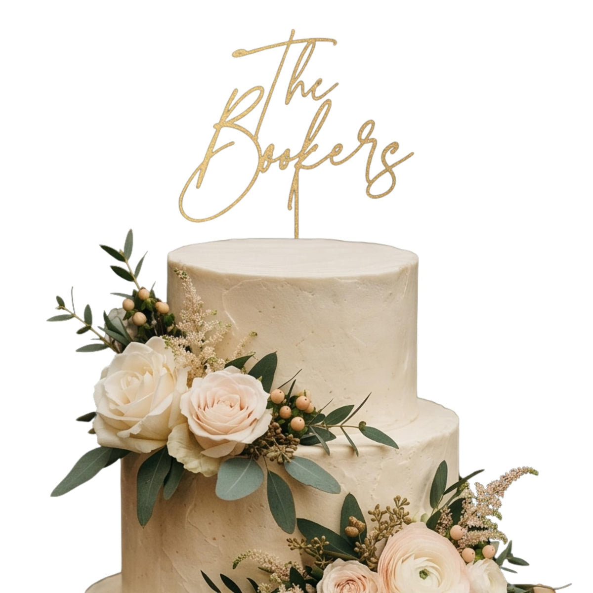 Personalized Wedding Cake Topper, Custom Lastnames"Wood Cake Decor, Available in Gold, Silver, Black, White, & Natural Wood (Design 10)