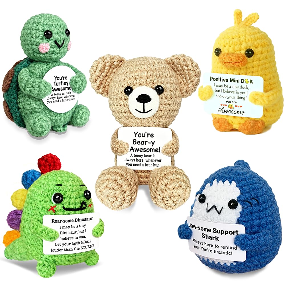 Positive Crochet Animals Bulk with Inspirational Support Messages Cards