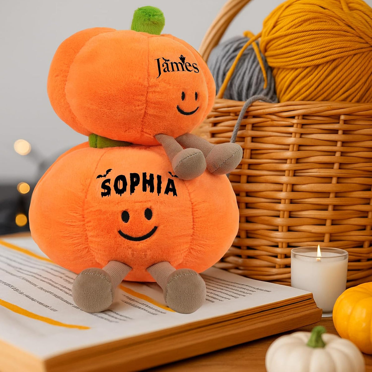 Custom Halloween Pumpkins With Name, Personalized Halloween Pumpkin Stuffed Animal, Cute Fall Stuffed Animals Pumpkin Plush Toy for Boys Girls Kids Teens Toddlers Adults, Pumpkins Decor Plushies 2025
