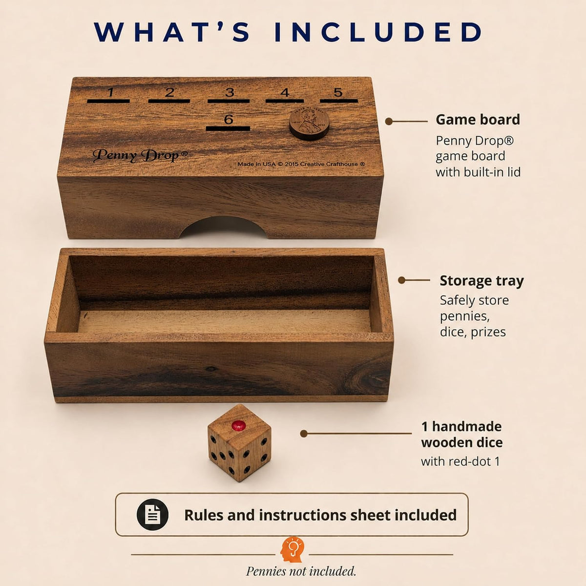 Creative Crafthouse Penny Drop Game – Travel Edition, Compact Dice Game for Family Fun, Made in USA
