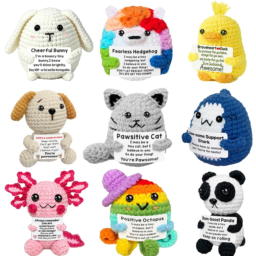 Positive Crochet Animals Bulk with Inspirational Support Messages Cards
