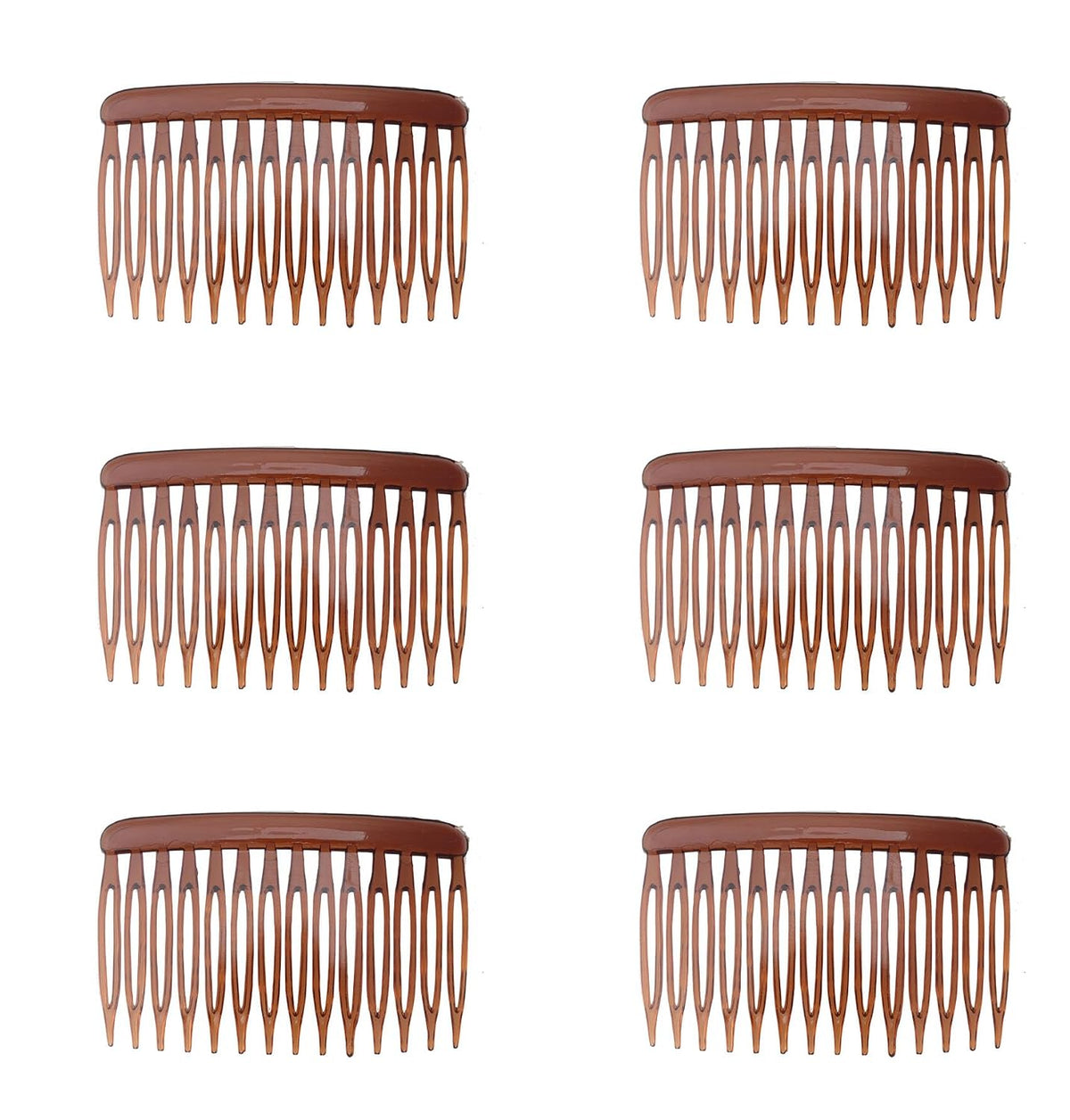 6 Pcs 14 Teeth Hair Side Comb Twist French Vintage 7x5 cm (Dark Brown)