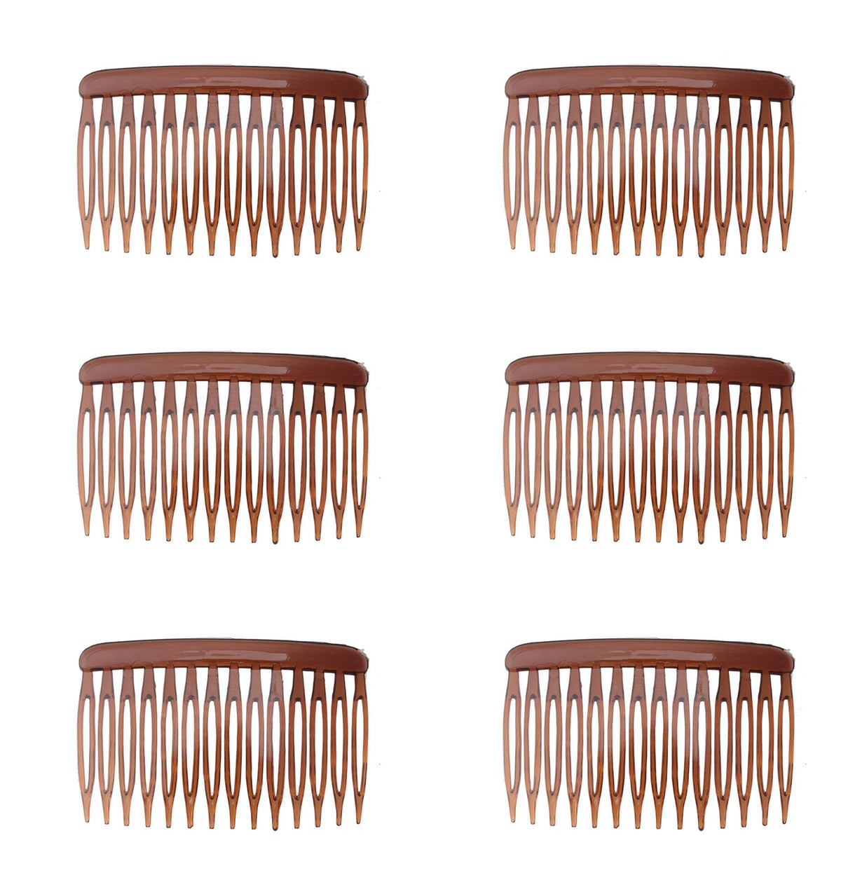 6 Pcs 14 Teeth Hair Side Comb Twist French Vintage 7x5 cm (Dark Brown)