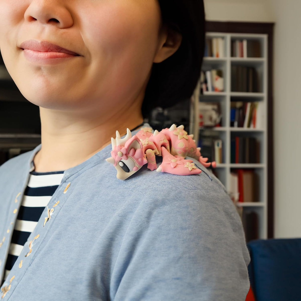 Articulated Dragon with Egg, 3D Printed Toy, Flexible Fidget Figure, 3D Dragon Egg, Desk Pet, Home Decor, Birthday Gift for Kids, Easter Basket Toy, Collectible Figure (Cherry Blossom)