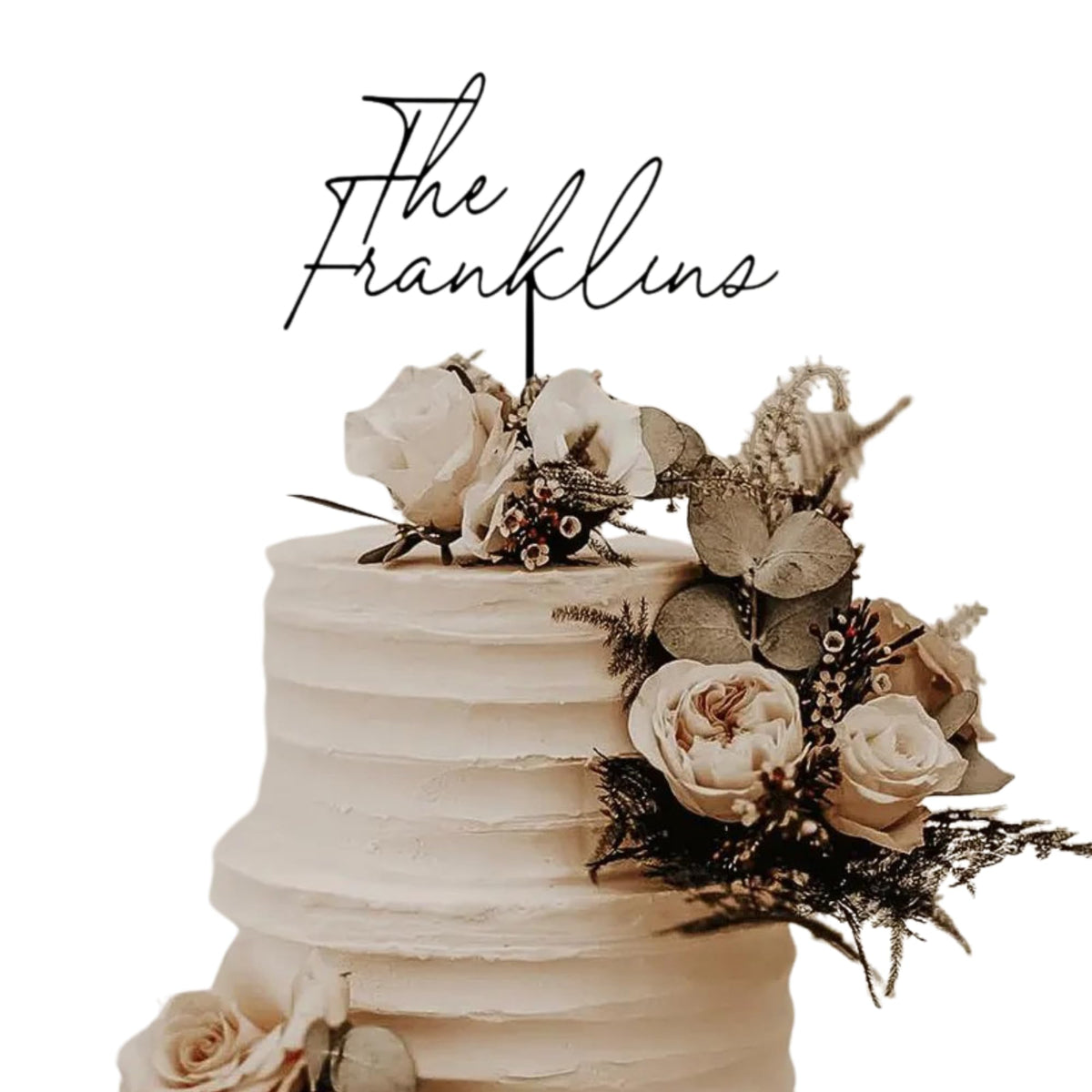 Personalized Wedding Cake Topper, Custom Lastnames"Wood Cake Decor, Available in Gold, Silver, Black, White, & Natural Wood (Design 10)
