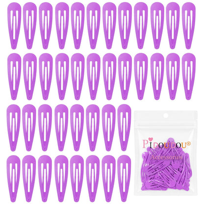 40 Pack Black 2 Inch Barrettes Women Metal Snap Hair Clips Accessories