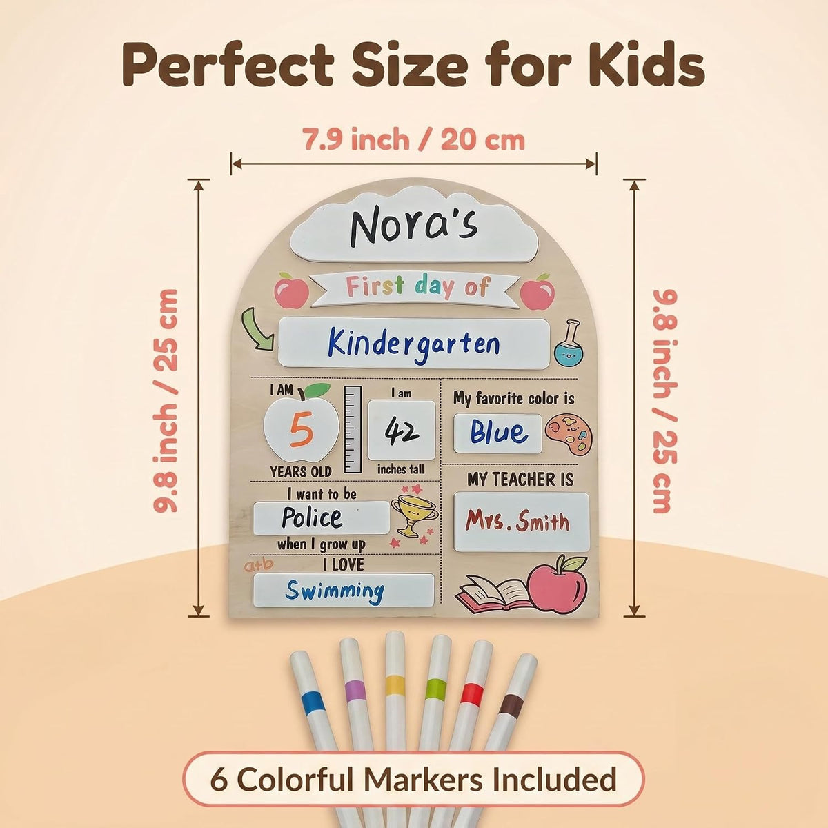 First Day of School Sign with Marker - Reusable Back to School Board, My First & Last Day of School Chalkboard for Preschool Pre-K Kindergarten, Easy to Write & Clean Wooden Photo Prop (Fist and Last)