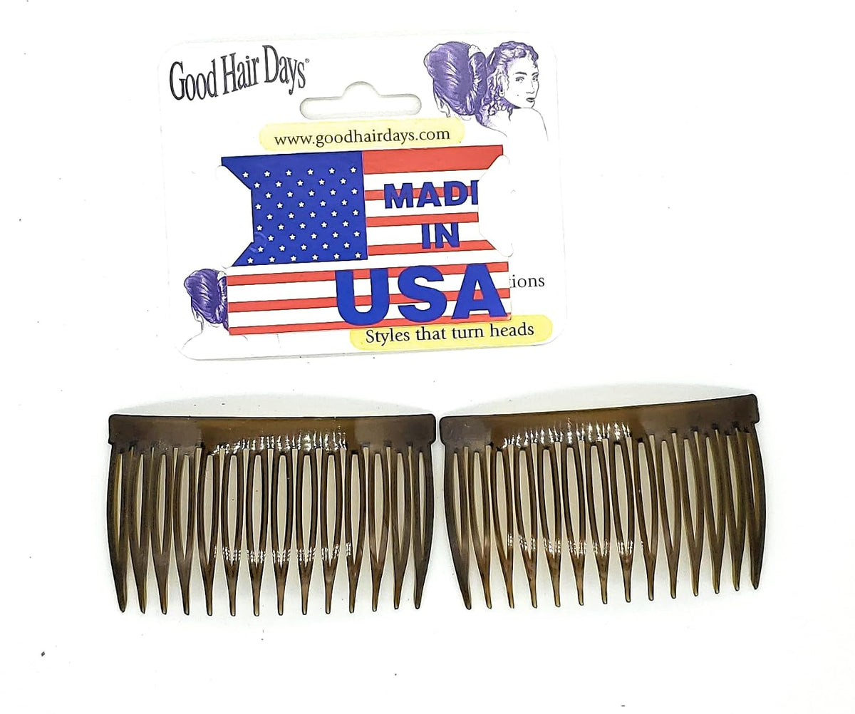 Good Hair Days USA Anti-Slip Side Combs for Daily, Secure Hold, 2⅞", 2 Pack
