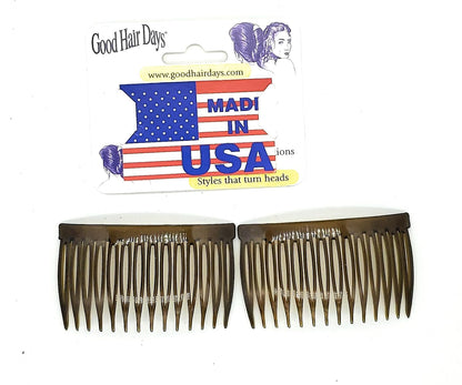 Good Hair Days USA Anti-Slip Side Combs for Daily, Secure Hold, 2⅞", 2 Pack