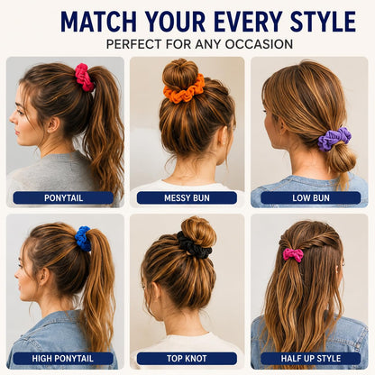 12 Pack Cotton Hair Scrunchies for Women & Girls, 4 Inch Colorful Elastic Hair Ties, No Damage Ponytail Holders for Thick Thin Curly Straight Hair, Soft Stretch Hair Accessories