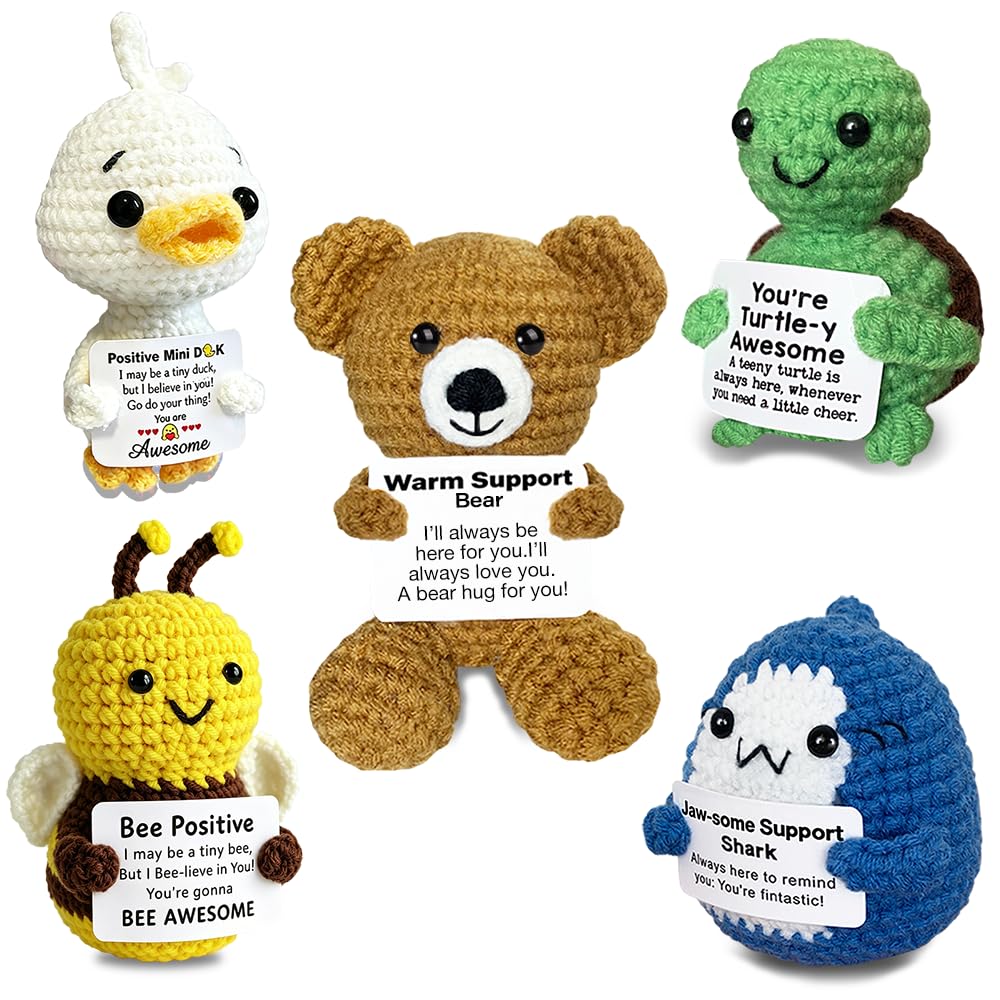 Positive Crochet Animals Bulk with Inspirational Support Messages Cards