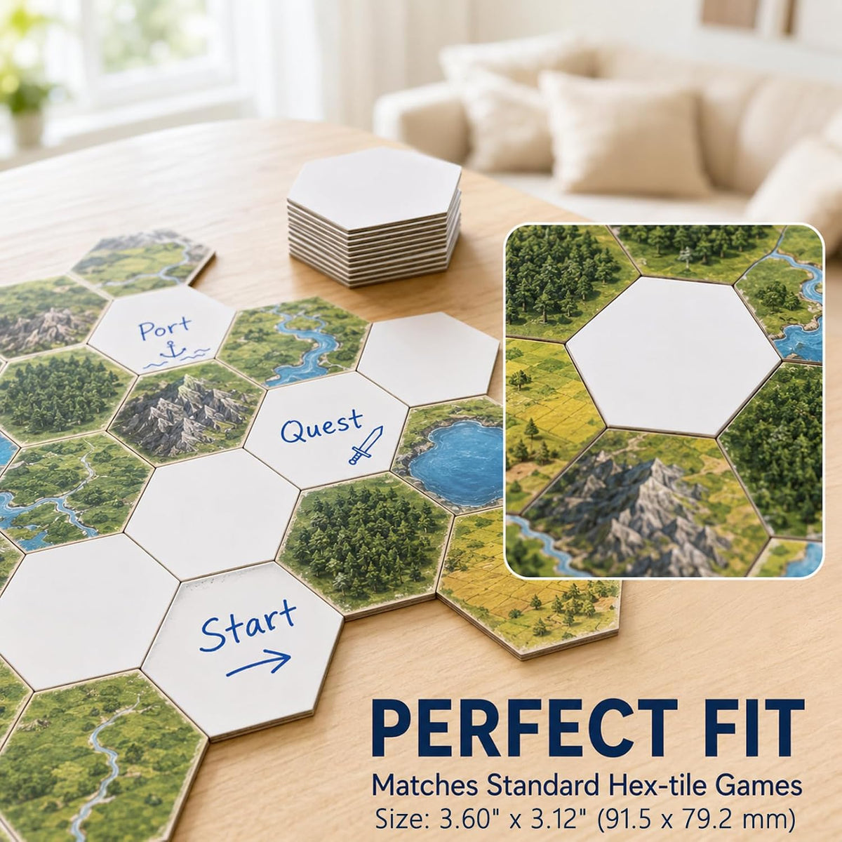 Dry Erase Hexagon Tiles, 25 PCS 2-Sided Blank Hex Game Board Pieces