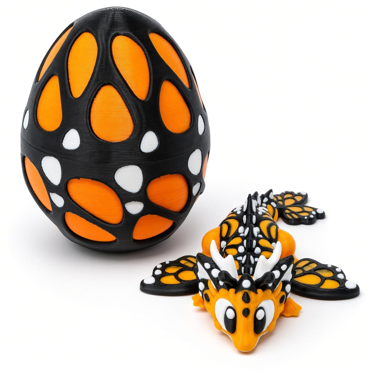 Articulated Dragon with Egg, 3D Printed Toy, Flexible Fidget Figure, 3D Dragon Egg, Desk Pet, Home Decor, Birthday Gift for Kids, Easter Basket Toy, Collectible Figure (Cherry Blossom)