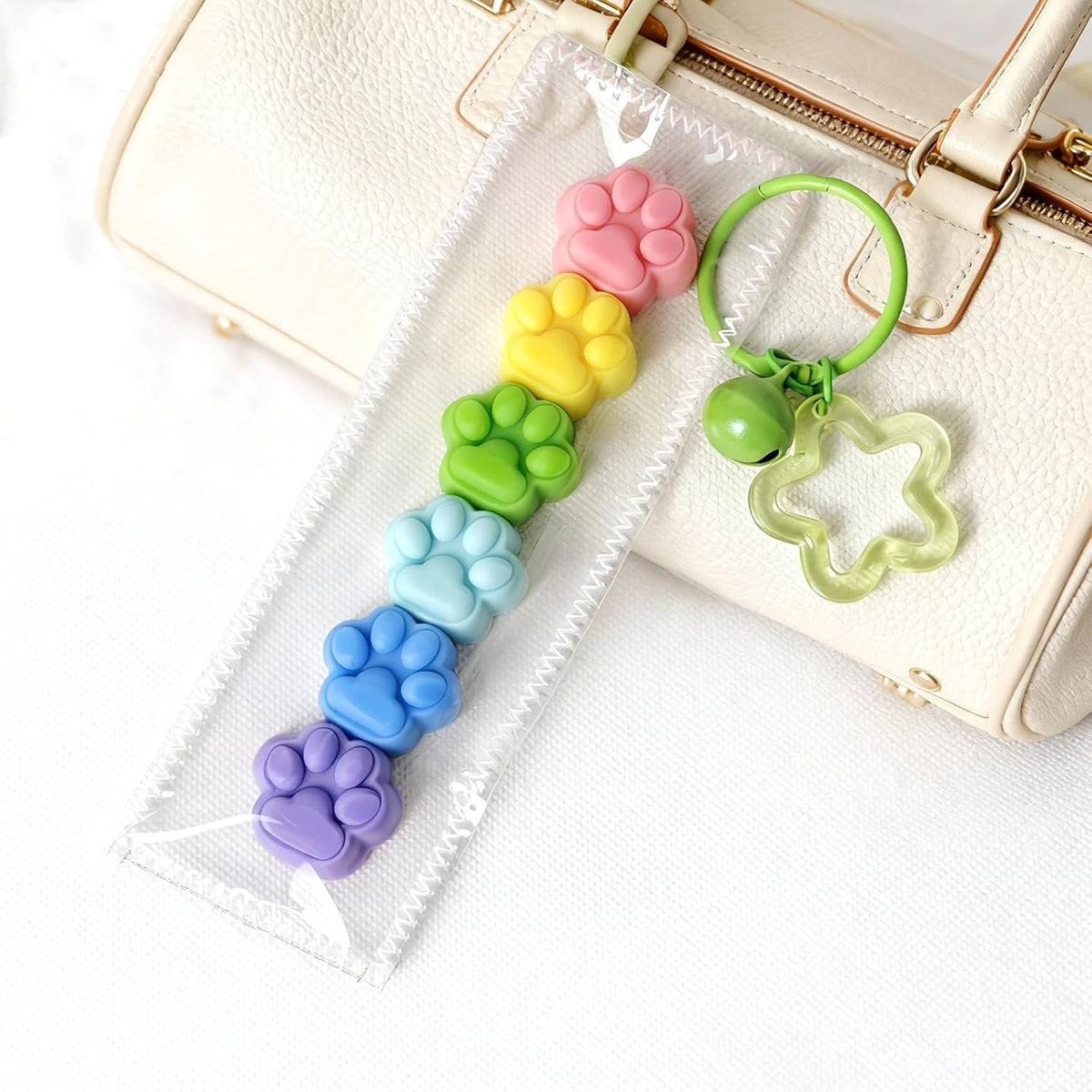 Handmade Rainbow Cat Paw Taba Squishy - Mini Bag Charm Fidget Toy (Cat Paw)