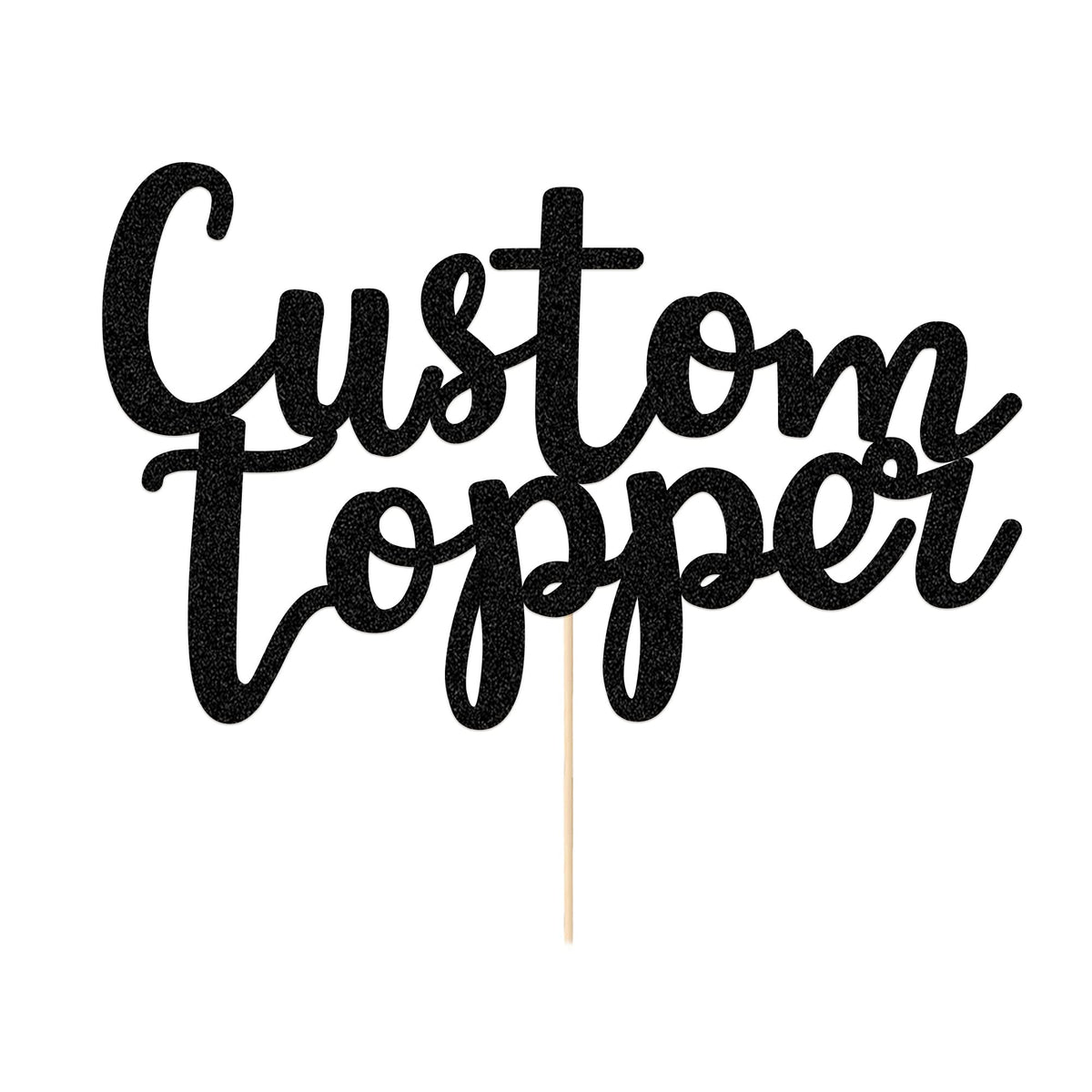 EDSG 30 Pack Bows Custom Cake Topper, Personalized Double Sided Glitter Cake Topper with Any Text Numbers, 11 Colours for Birthday Wedding Anniversary Graduation Baby Shower (with 30 Pcs Black Bow)