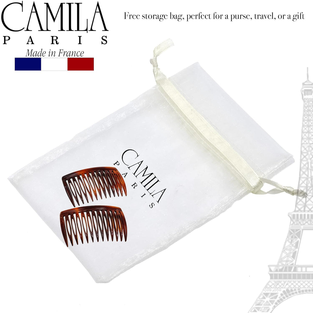 Camila Paris AD825/2 Hair Side Comb 2.75" French Twist Hair Combs Clips