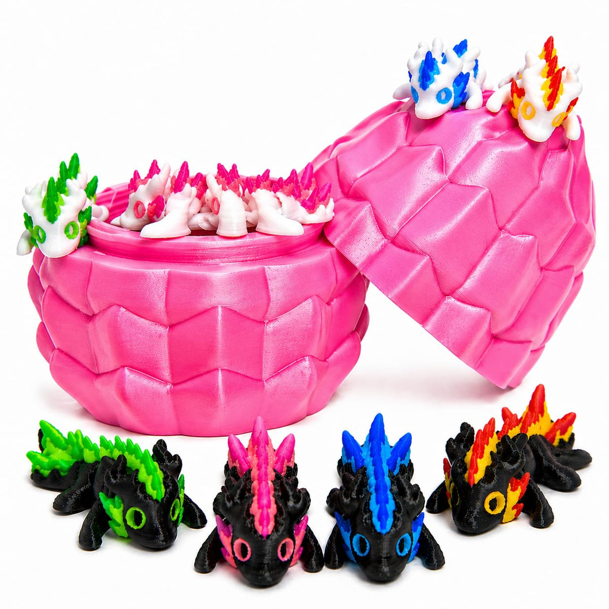 3D Printed Dragon Eggs – Mini Articulated Baby Dragon Toys Mystery 3D Dinosaur Eggs Set for Kids & Adults Fantasy Desk Decor & Collectible Gifts (Blue Egg)