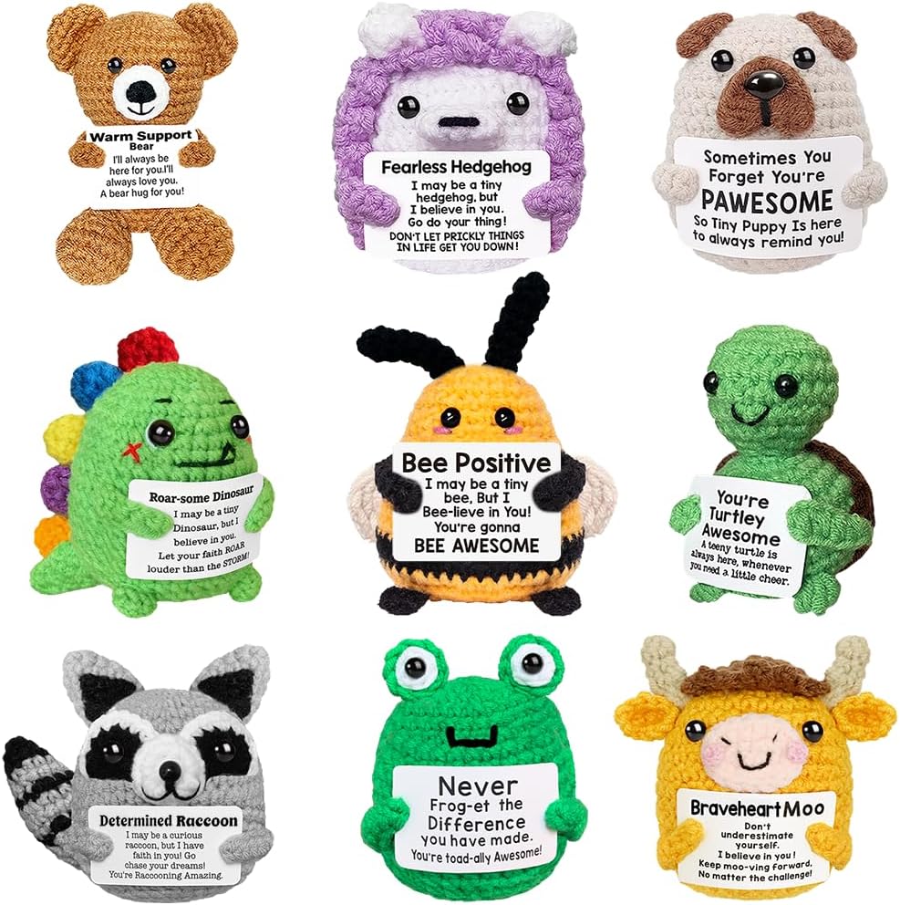 Positive Crochet Animals Bulk with Inspirational Support Messages Cards
