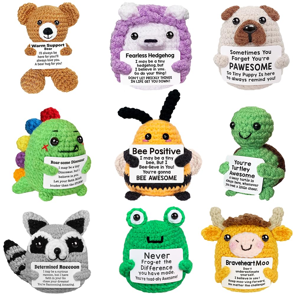 Positive Crochet Animals Bulk with Inspirational Support Messages Cards