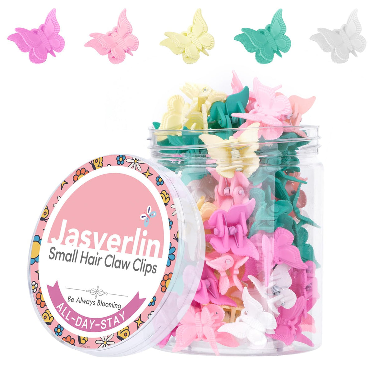 JASVERLIN Glitter Butterfly Hair Claw Clips, Y2K Hair Accessories 50 Pcs