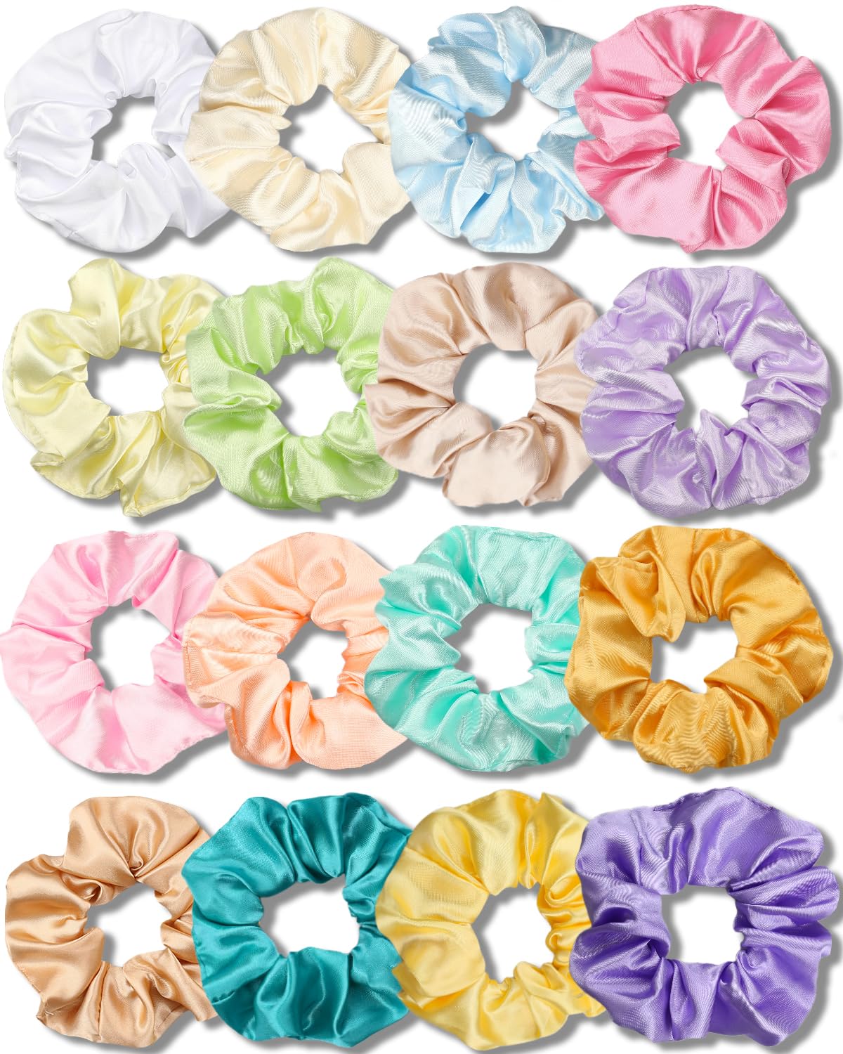 IVARYSS Satin Scrunchies for Women, Soft Than Silk for Hair, Fashion Ties and Bands for Thin | Thick Hair Styling, 16 Pack (Neutral Color)