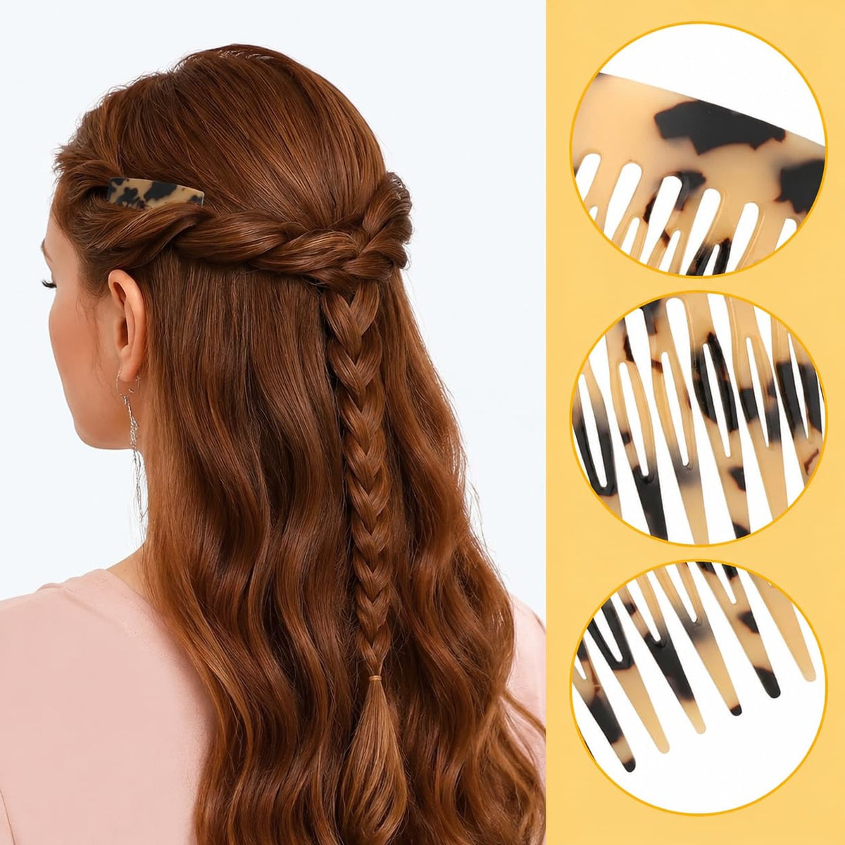 4 Pcs French Hair Side Combs Twist Combs Small Combs for Styling Decorative French Hair Comb for Women Bun Chignon Up-Do Styling Girls Hair Accessories