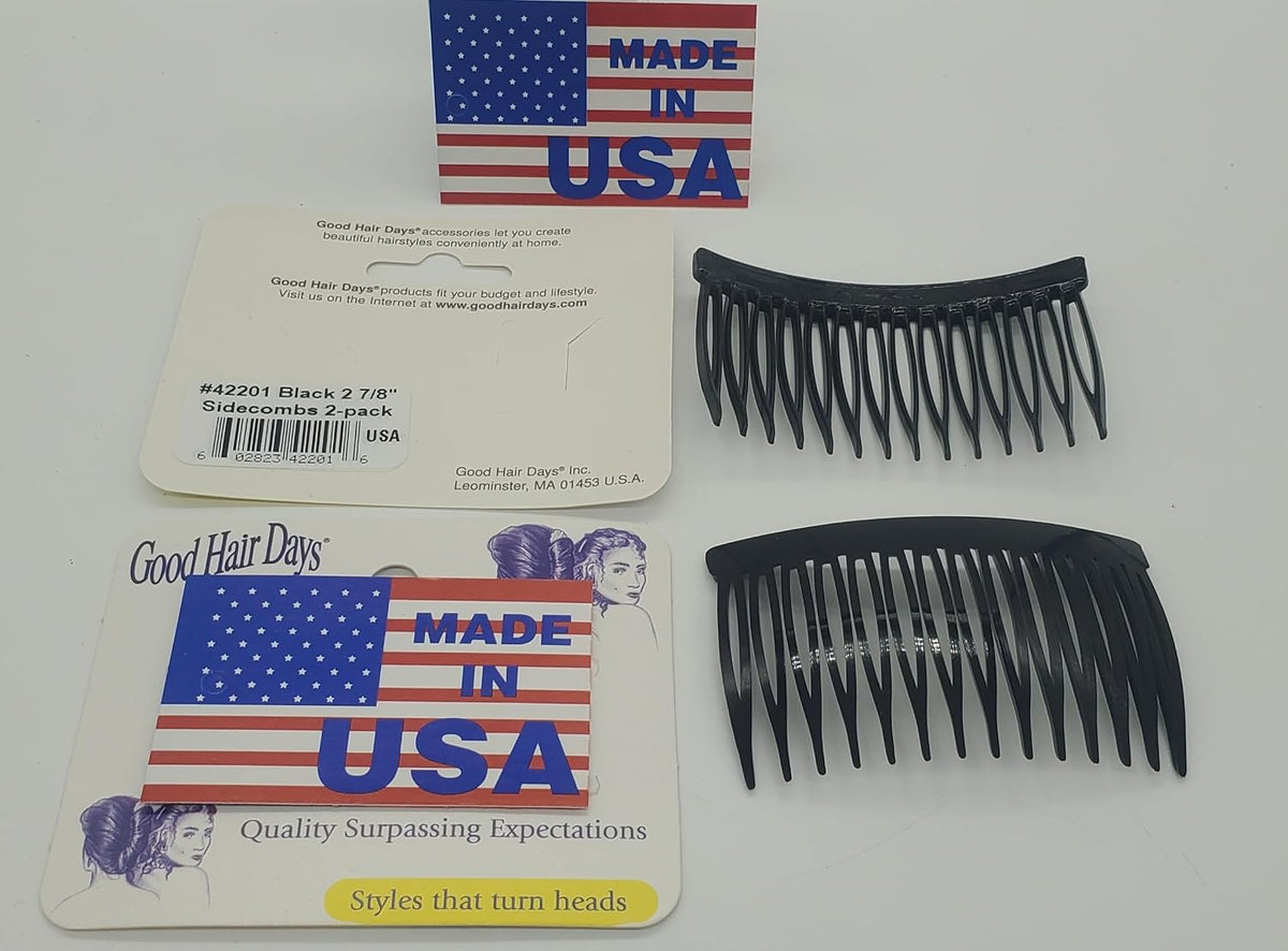 Good Hair Days USA Anti-Slip Side Combs for Daily, Secure Hold, 2⅞", 2 Pack