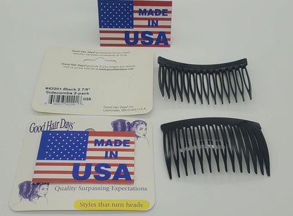 Good Hair Days USA Anti-Slip Side Combs for Daily, Secure Hold, 2⅞", 2 Pack