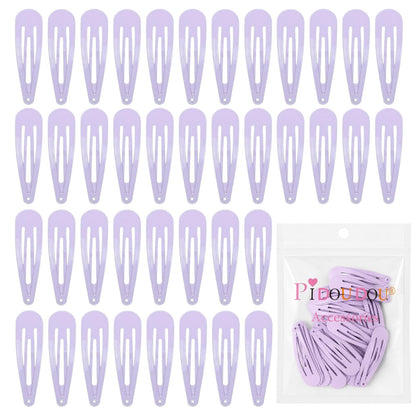 40 Pack Black 2 Inch Barrettes Women Metal Snap Hair Clips Accessories