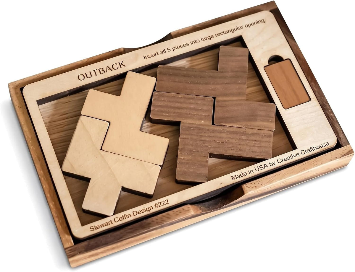Creative Crafthouse Outback Puzzle, Stewart Coffin Wood Brain Teaser, Hard