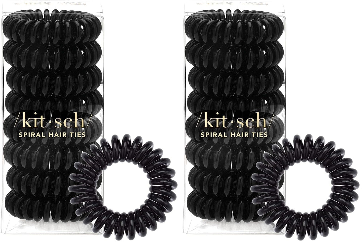 Kitsch Spiral Hair Ties for Women | Ponytail Holders - Brunette, 8 Pcs