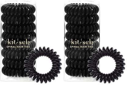 Kitsch Spiral Hair Ties for Women | Ponytail Holders - Brunette, 8 Pcs