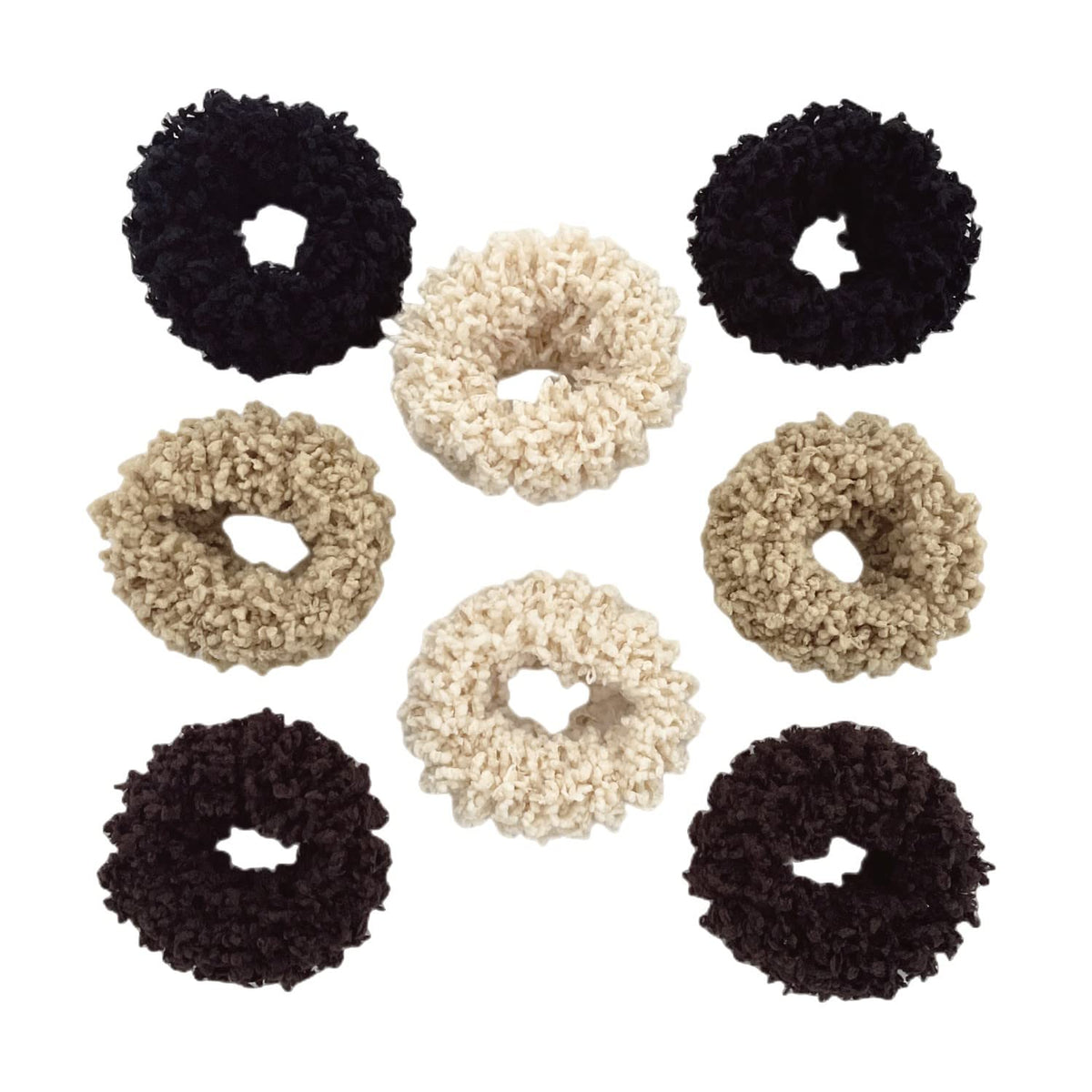 8pcs Plush Scrunchie Hair ties Large Scrunchie fluffy tied Hair Rope Cute Elastic Hair Bands Scrubchy Hair Accessories for Women and Girls (Black)