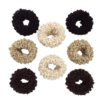 8pcs Plush Scrunchie Hair ties Large Scrunchie fluffy tied Hair Rope Cute Elastic Hair Bands Scrubchy Hair Accessories for Women and Girls (Black)