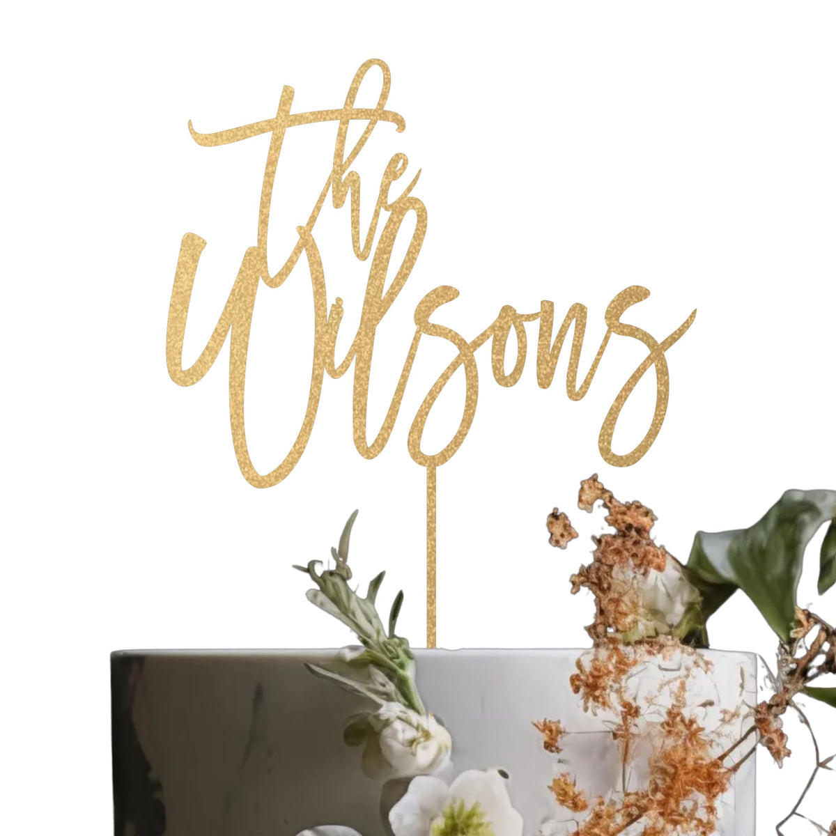 Personalized Wedding Cake Topper, Custom Lastnames"Wood Cake Decor, Available in Gold, Silver, Black, White, & Natural Wood (Design 10)