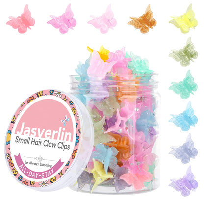 JASVERLIN Glitter Butterfly Hair Claw Clips, Y2K Hair Accessories 50 Pcs