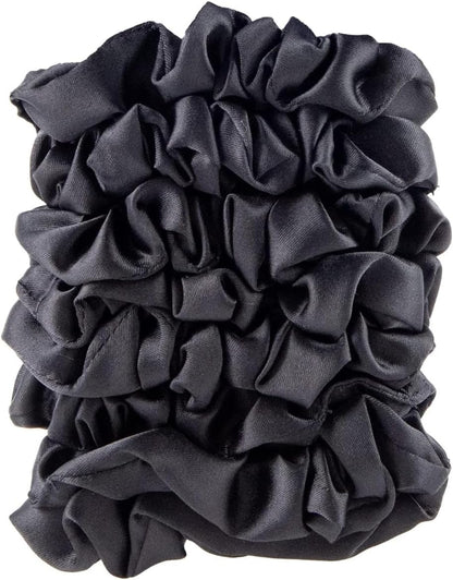 Amazon Basics Satin Scrunchies – No Crease, No Damage Hair Ties – Frizz Free, Gentle, Stylish Scrunchies. Black, 8 Count, For Thin and Normal Hair