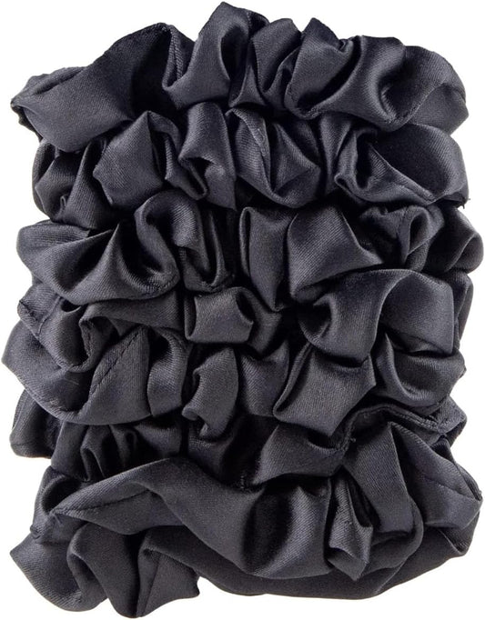 Amazon Basics Satin Scrunchies – No Crease, No Damage Hair Ties – Frizz Free, Gentle, Stylish Scrunchies. Black, 8 Count, For Thin and Normal Hair