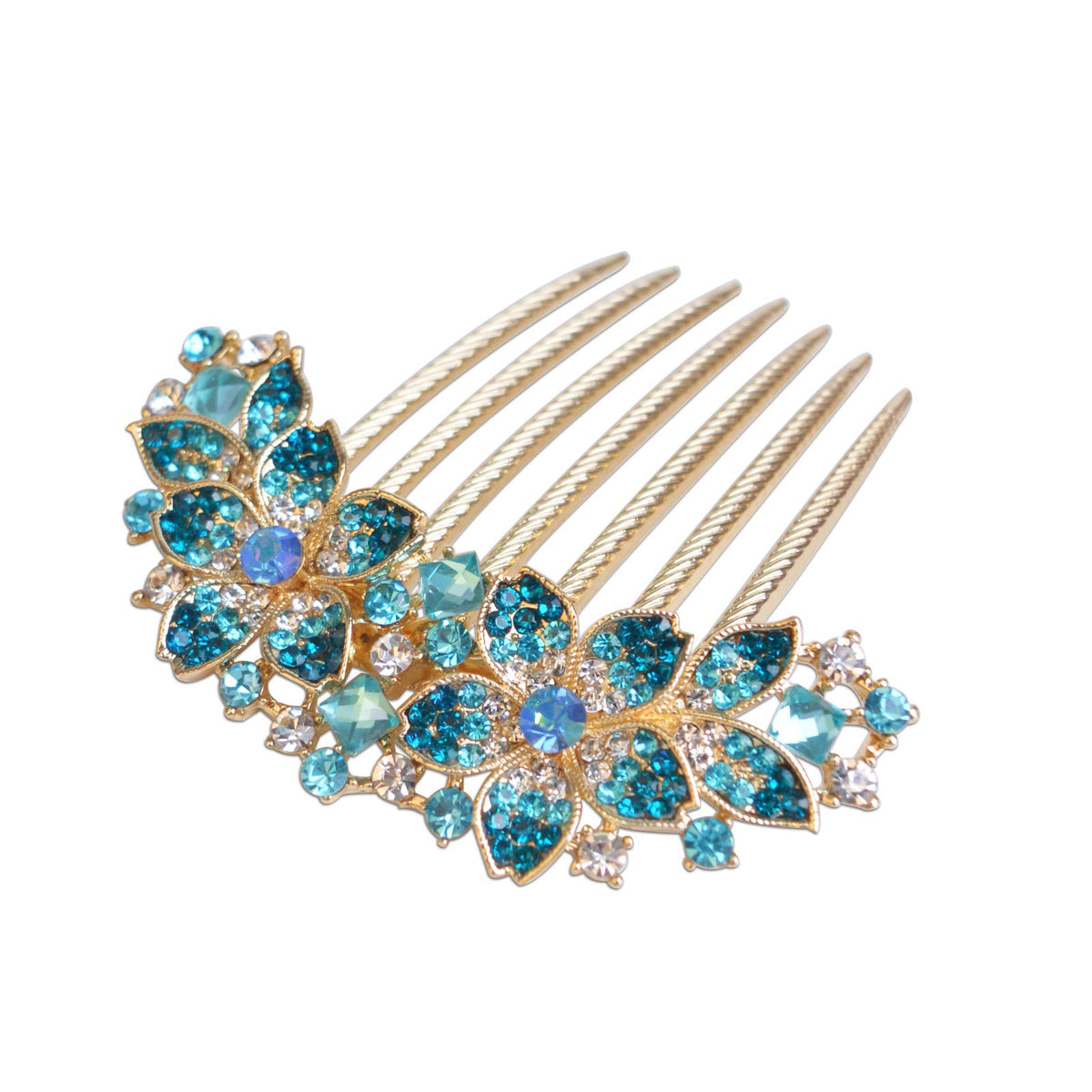 Women Rhinestone Inlaid Flower Hair Comb Hairpin Barrette Accessory,Also Perfect Mother's Day Gifts for Mom (Pink)